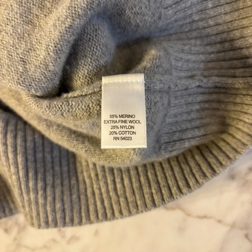 Banana‎ Republic Mens XXL Merino Wool Blend Crewneck Sweater Light Grey Heather